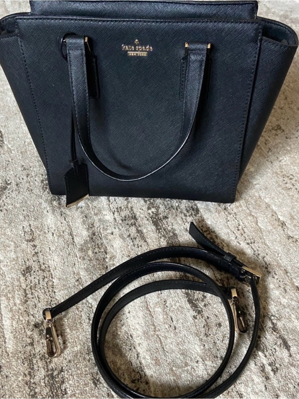 kate spade Black Saffiano Leather Satchel with Detachable Strap